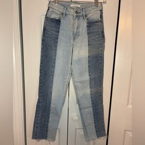 PacSun Two-Tone Straight Leg Jeans - Light and Dark Blue